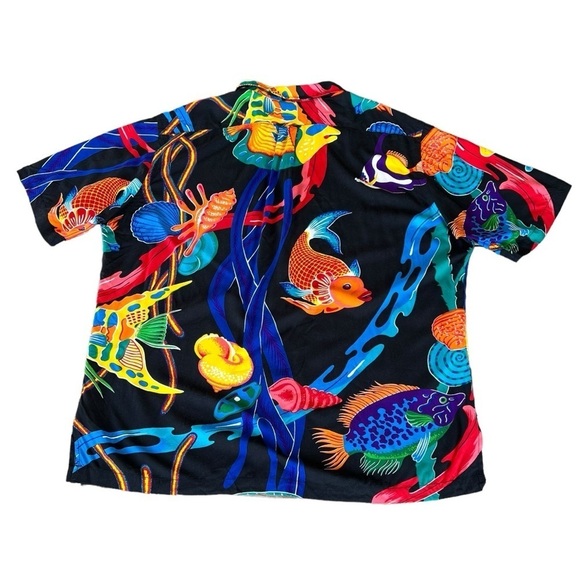 Vintage Polo Ralph Lauren Caldwell Koi Fish Button Down Tropical XL Viscose FLAW - Picture 2 of 16